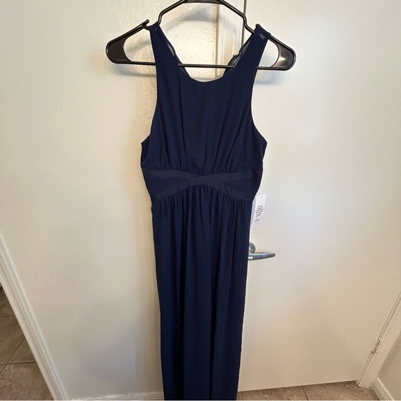NWT BCBGeneration Navy Size 0 Full Length Dress Gown Formal Criss Cross Details - Picture 1 of 12